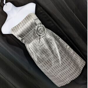 SPIEGEL! LUXE SILVER BROCADE TAPESTRY & METALLIC, STRAPLESS SHEATH, DRESS! SZ 18